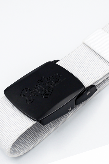 BooYaa Belt - Adjustable White Stretch with Black Alloy Buckle